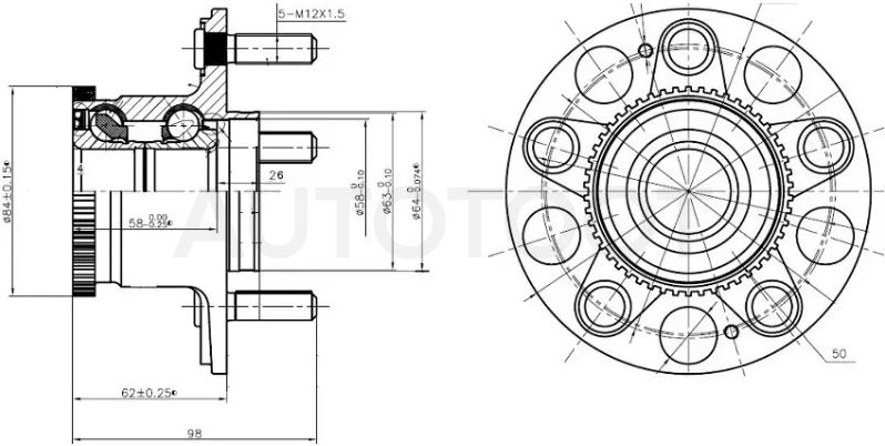 Ступичный узел задн. HONDA ODYSSEY RA1 94-/STEPWGN RF1 94