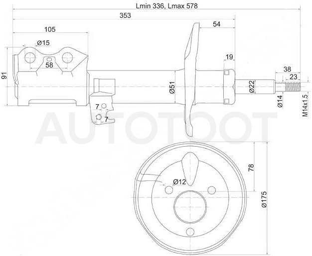 Амортизатор передний правый -PSA333455 Patron для TOYOTA COROLLA AXIO, TOYOTA COROLLA FIELDER