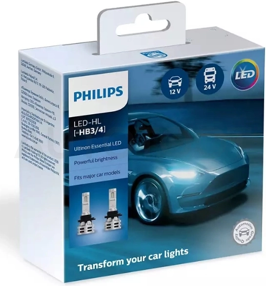 Лампа светодиодная HB3/HB4 PHILIPS Ultinon Essential LED 6500K, 2 шт - Артикул 11005UE2X2 - Производитель Philips - Фото, Отзывы, Цены