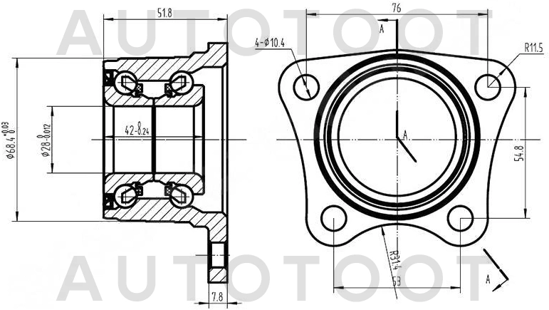 Подшипник задней ступицы 2WD -ST4240919015 Sat для TOYOTA COROLLA, TOYOTA COROLLA CERES, TOYOTA SPRINTER MARINO, TOYOTA COROLLA SPACIO, TOYOTA SPRINTER