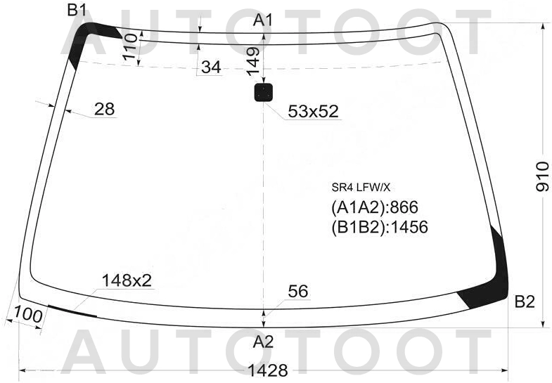 Стекло лобовое в клей -  для HONDA CIVIC
