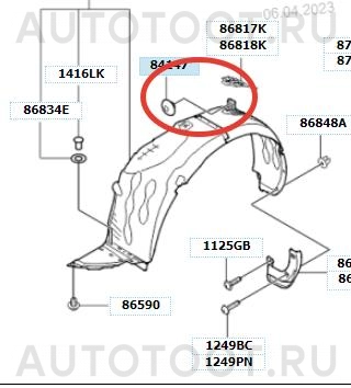 Клипса для подкрылка большая -  для KIA RIO, HYUNDAI SOLARIS