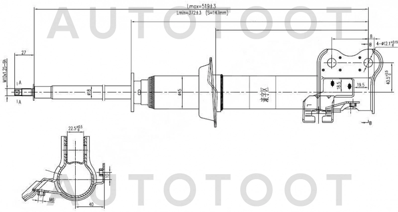 Амортизатор передний правый -ST5405041B05 Sat для NISSAN MARCH