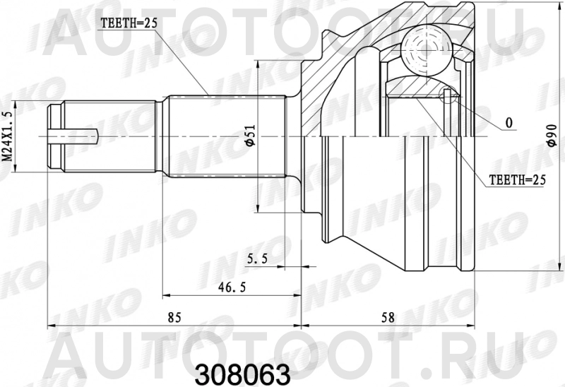 ШРУС внешний 25/25 -  для ALFA ROMEO 145