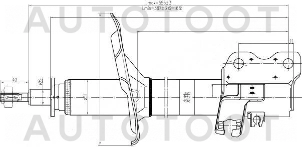 Амортизатор передний левый -DF334361 Double Force для NISSAN X-TRAIL