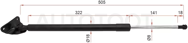Амортизатор крышки багажника Toyota RAV4 (XA40) 12-19 (Слева) - Артикул ST689600R010 - Производитель Sat - Фото, Отзывы, Цены