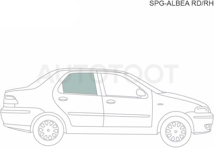 Стекло боковое опускное (Сзади/ Справа/ Цвет зеленый) Fiat Albea 02-12