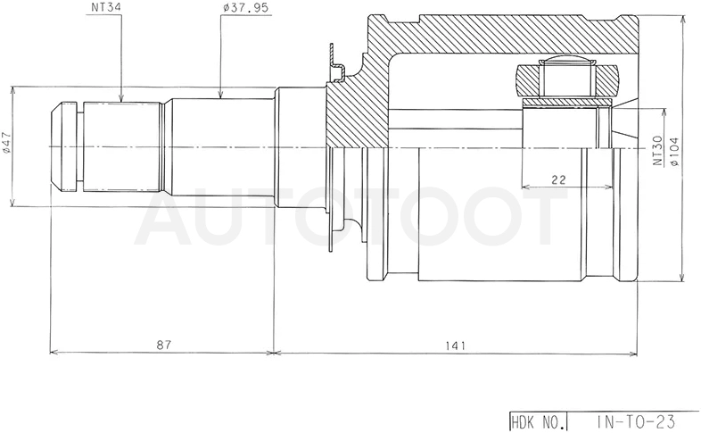 Шрус (Спереди/ Внутр) Toyota Land Cruiser (J200) 07-21 / Lexus LX 07-23 - Артикул INTO23 - Производитель Hdk - Фото, Отзывы, Цены