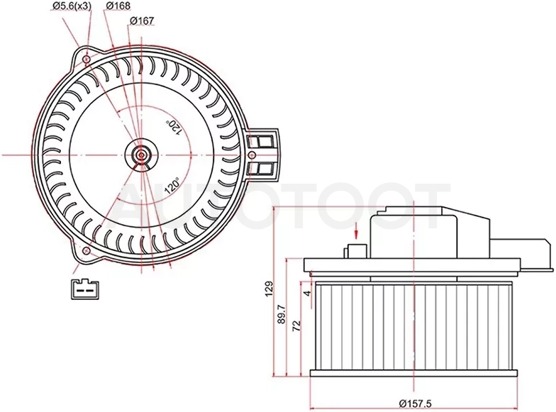 Мотор отопителя салона (Левый руль) Mazda 3 13-19 / 6 07-12 - Артикул STGS1D61B10 - Производитель Sat - Фото, Отзывы, Цены