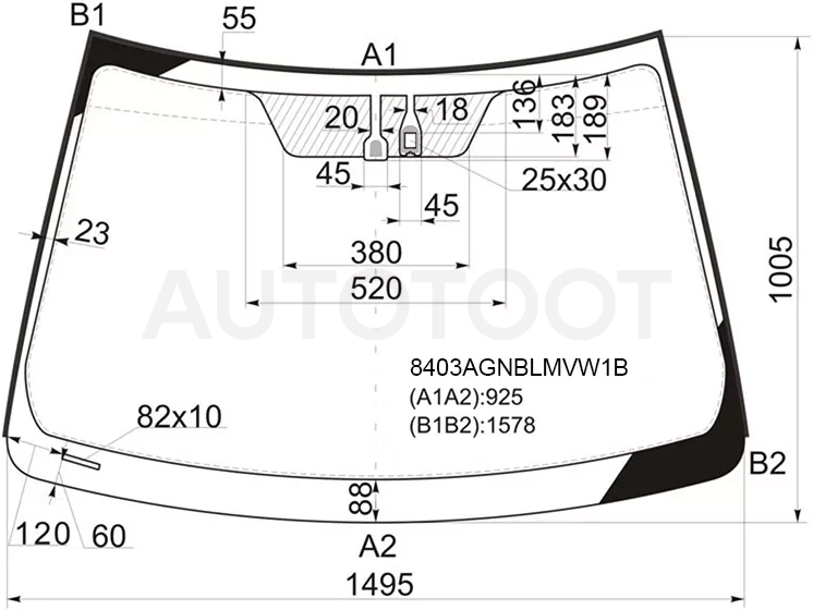 Стекло лобовое (Датчик дождя/ Молдинг) Toyota Camry (XV50) 11-18 / Camry UAE/USA 11-17