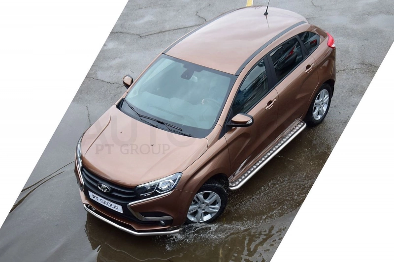 LADA XRay 2016 Защита порогов с алюм. площадкой Ø51мм (НПС) - Артикул LXR220302 - Производитель PT Group - Фото, Отзывы, Цены