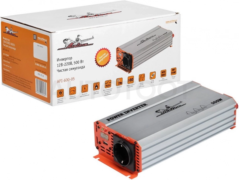 Преобразователь напряжения (инвертор) 12/220V 500W AIRLINE