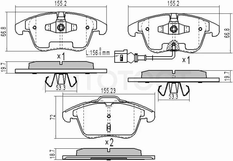 Колодки тормозные (Спереди) Audi A3 03-13 / Q3 11-19 / Volkswagen Golf 03-16 / Jetta 05-10 / Passat 05-20 / Polo 09-22 / Audi A1 10-18 / S3 08-12 / TT 06-14 / TTS 08-14 / LADA Kalina 04-13 / SEAT Alhambra 10-15 / Ibiza 08-15 / Skoda Fabia 07-15 / Yeti 09
