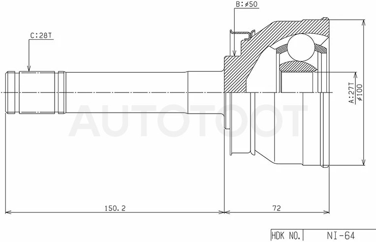 Шрус (Спереди/ Наруж) Nissan Pathfinder 85-04 / Terrano 86-22 / Infiniti QX4 96-03 / Nissan Datsun 85-02 / Elgrand 97-02 / Frontier 04-09 / Navara 98-05