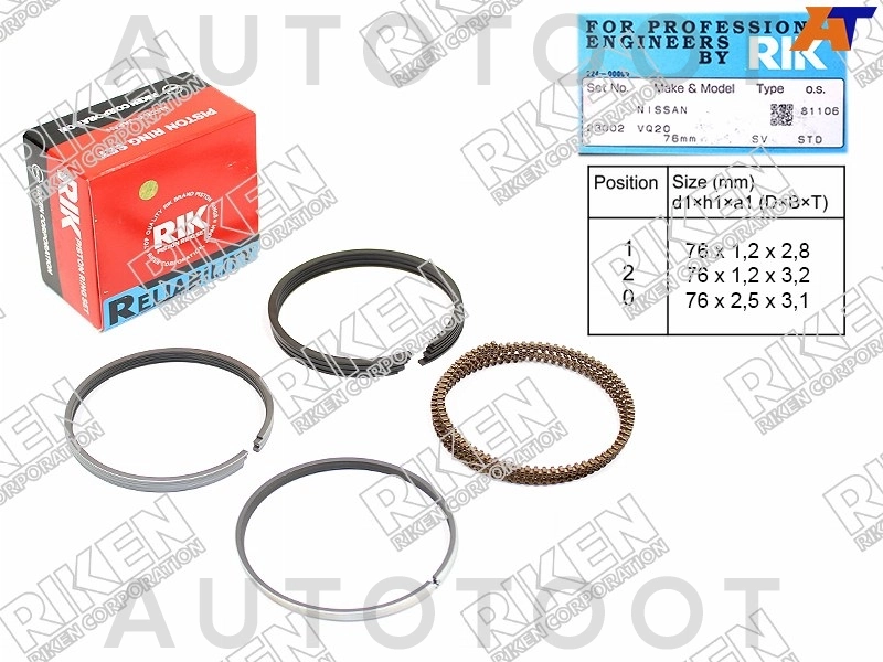 Кольца поршневые (комплект) STD VQ20DE -  для NISSAN CEFIRO, NISSAN MAXIMA