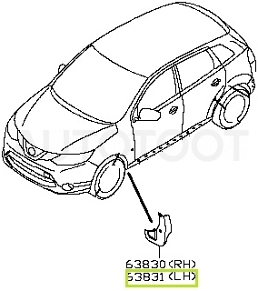 Брызговик передний левый -STDT66016B2 Sat для NISSAN QASHQAI