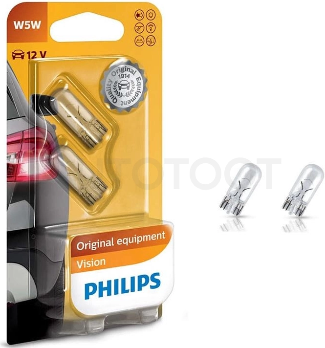 Лампа Philips W5W в блистере комплект 2шт
