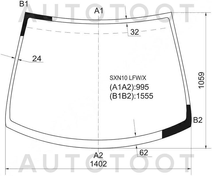Стекло лобовое в клей -  для TOYOTA NADIA