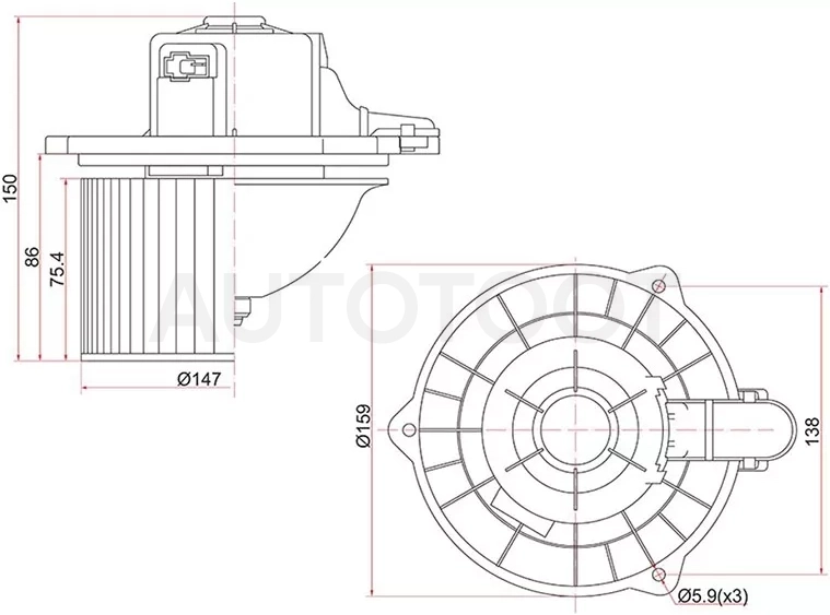 Мотор отопителя салона (Левый руль) Hyundai Accent 99-12 / Getz 02-11 - Артикул ST971121C000 - Производитель Sat - Фото, Отзывы, Цены