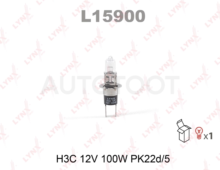 Лампа H3C 12V 100W PK22d/5 LYNXauto