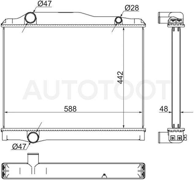 Радиатор Mitsubishi Fuso Canter FE5 93-02 / Fuso Canter FE6 93-02 / Fuso Fighter 92-05