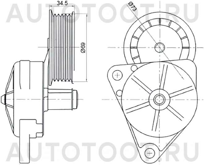 Натяжитель приводного ремня FORD FOCUS/MAVERICK/MAZDA 3/5/TRIBUTE - Артикул ST1061459 - Производитель Sat - Фото, Отзывы, Цены