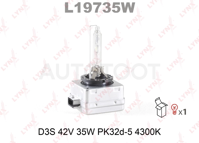 Лампа ксенон D3S 12V 35W PK32D-5, 4300K LYNXauto