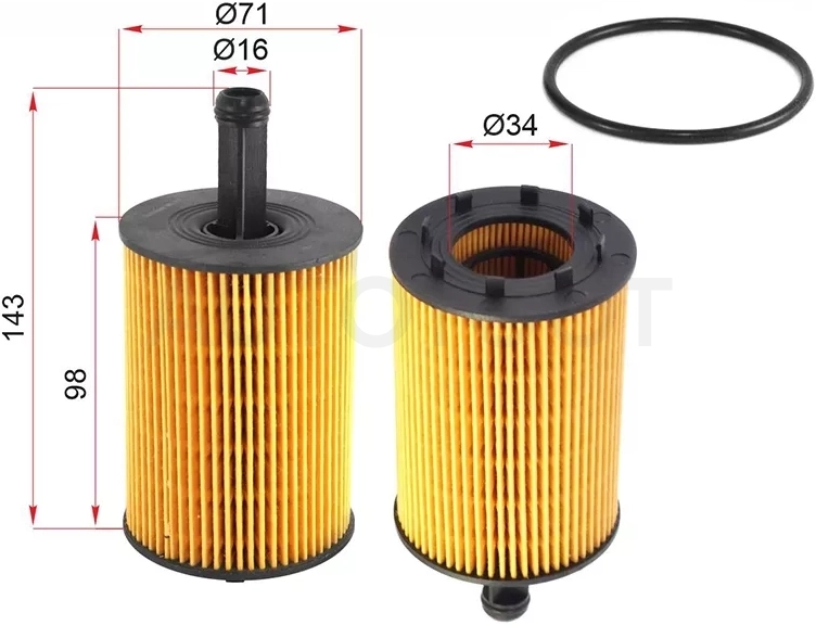 Фильтр масляный (картридж) VW TOUAREG 2.5 03-10/TIGUAN 2.0 07-11/TRANSPORTER T5 1.9/2.5 03-09