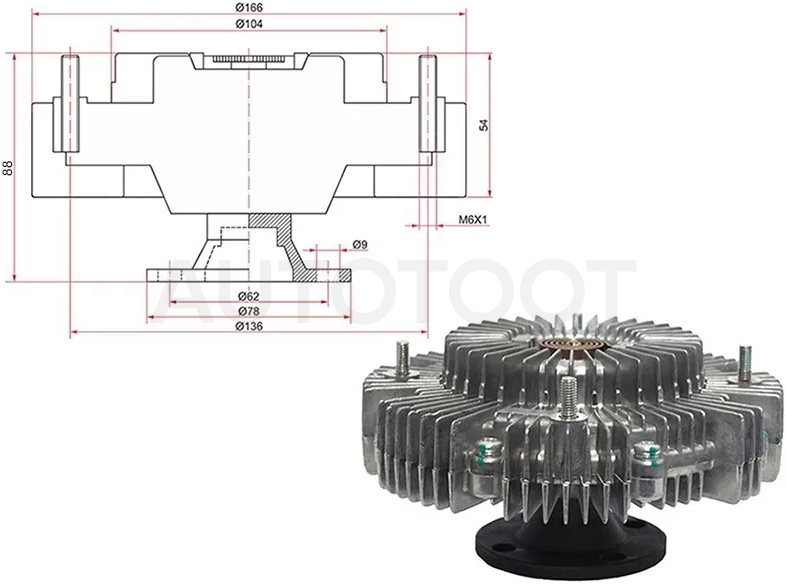 Вискомуфта Toyota Land Cruiser (J100,J80) 84-23 / Land Cruiser Prado 87-96