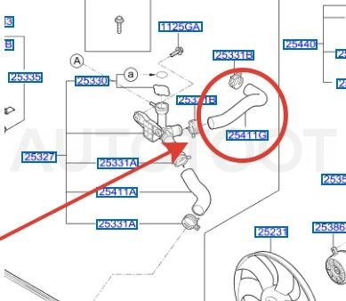 Патрубок охлаждения радиатора верхний 1.4