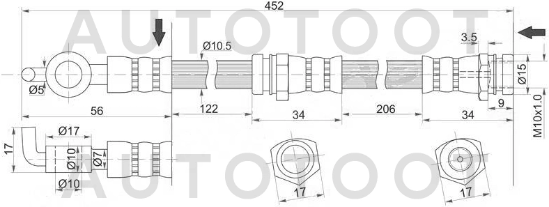Шланг тормозной передний -STB45543980 Sat для MAZDA 323 (FAMILIA), MAZDA 626 (CAPELLA)