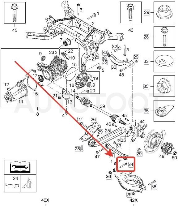 Болт крепления рычага задней подвески -94502049 General Motors для OPEL ANTARA