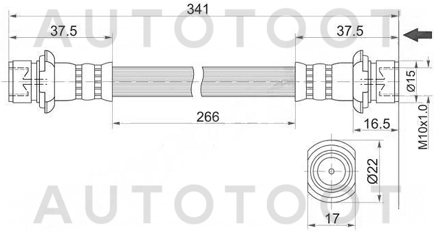 Шланг тормозной задний правый внутренний -ST9094702F40 Sat для TOYOTA LAND CRUISER