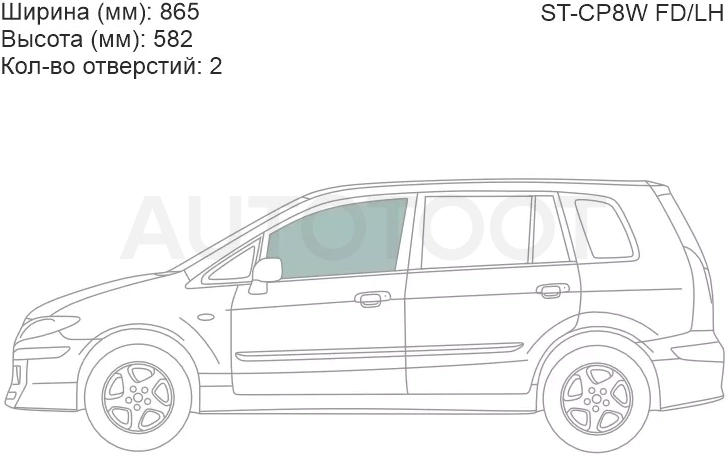 Стекло боковое опускное (Спереди/ Слева/ Цвет зеленый) Mazda Premacy 99-05