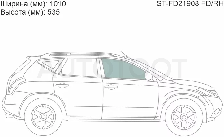 Стекло боковое опускное (Спереди/ Справа/ Цвет зеленый) Nissan Murano 02-08