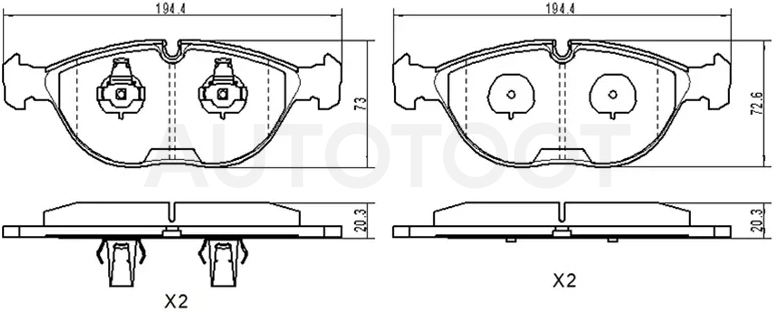 Колодки тормозные (Спереди) Mercedes-Benz C-Class 97-01 / E-Class 95-09 / S-Class 02-05 / Volkswagen Golf 97-06 / Passat 00-05 / Mercedes-Benz CLK-Class 97-02 / SLK-Class 96-04