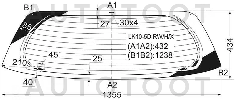 Стекло заднее (крышка багажника) с обогревом -  для TOYOTA VITZ, TOYOTA YARIS