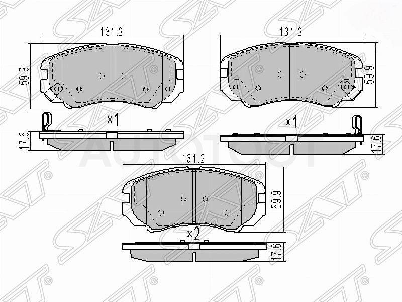 Колодки тормозные передние -ST581011FE01 Sat для KIA SPORTAGE, KIA SOUL, KIA OPTIMA, KIA MAGENTIS, HYUNDAI TUCSON, HYUNDAI SONATA, HYUNDAI GRANDEUR, HYUNDAI ELANTRA, CHERY TIGGO