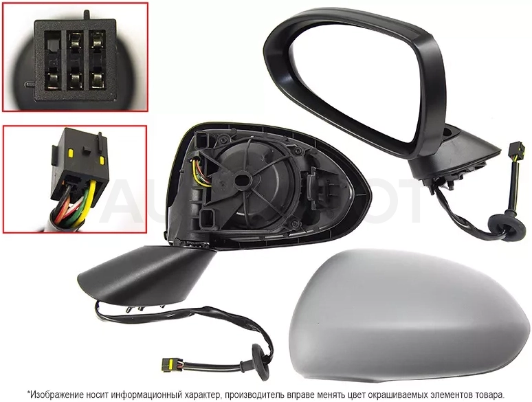 Зеркало Opel Corsa 06-14 (Слева/ Обогрев/ Регулировка/ 5 контактов)