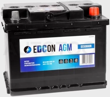 Аккумулятор EDCON AGM 60Ah 660A обратная полярность(-+)