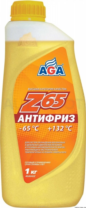 Антифриз готовый желтый AGA (-65) 1л