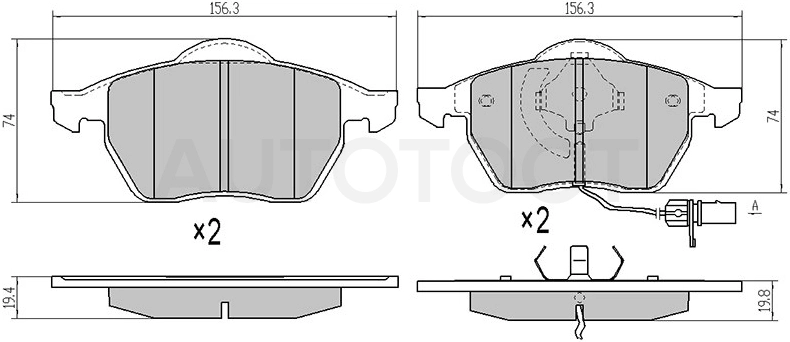 Колодки тормозные передние -ST4B0698151AF Sat для AUDI A4