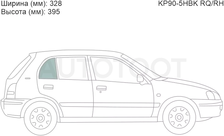 Стекло форточки (Сзади/ Справа/ Цвет зеленый) Toyota Starlet 95-99