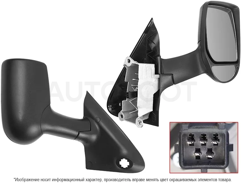 Зеркало Ford Transit 06-14 (Справа/ Обогрев/ Регулировка/ 5 контактов/ длинное)