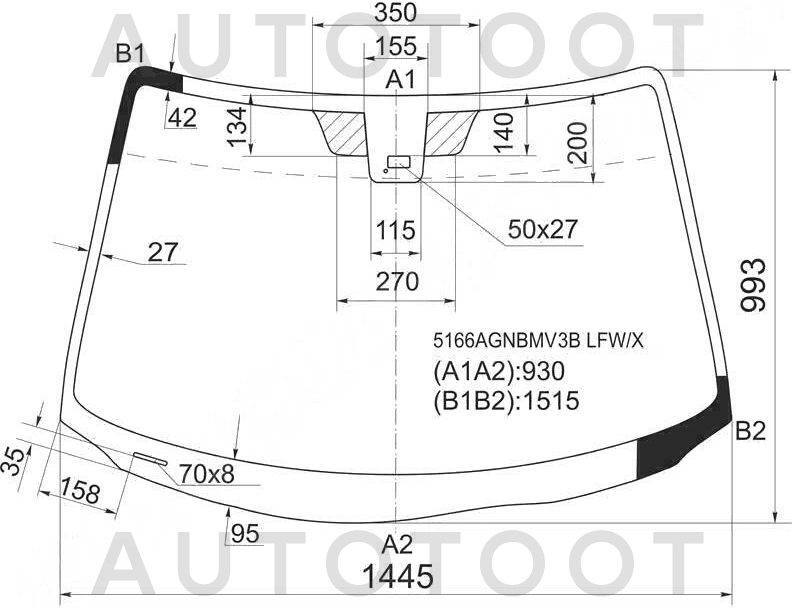Стекло лобовое в клей -  для MAZDA 3 (AXELA)