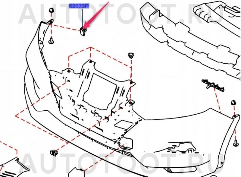 Крепление переднего бампера правое -STDT66000B1 Sat для NISSAN QASHQAI