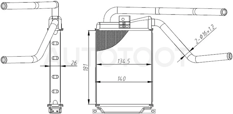 Радиатор отопителя салона Daewoo Nexia 94-16 / Ravon Nexia R3 16-20 - Артикул STDW25395A0 - Производитель Sat - Фото, Отзывы, Цены