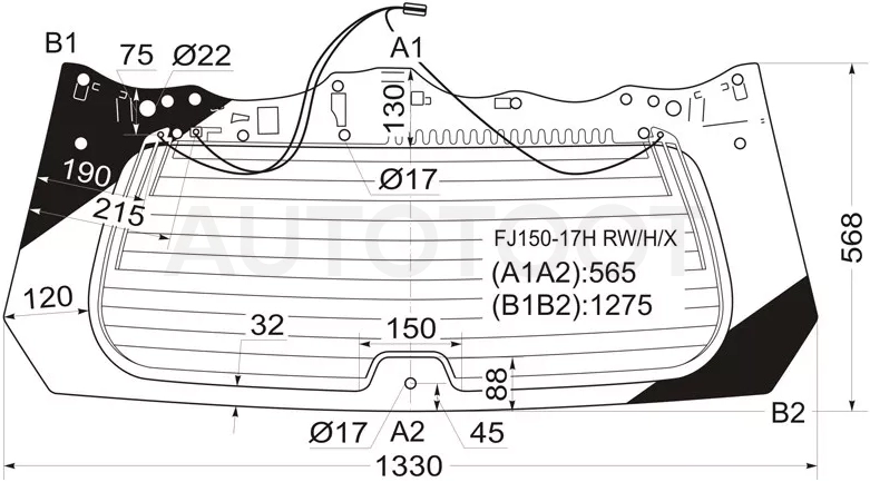 Стекло заднее (Цвет зеленый/ Обогрев) Toyota Land Cruiser Prado (J150) 09-24 / Lexus GX 09-23