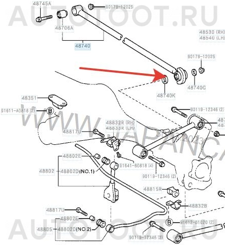 Сайлентблок заднего поперечного рычага к мосту -ST4874052040B Sat для TOYOTA VITZ, TOYOTA YARIS, TOYOTA RAUM, TOYOTA PLATZ, TOYOTA IST, TOYOTA FUN CARGO, TOYOTA BB