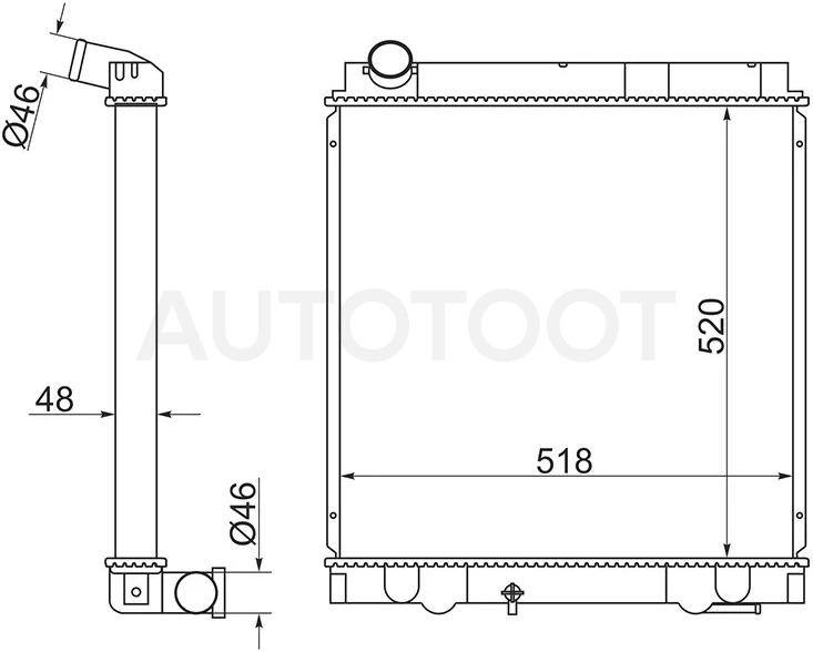Радиатор Mitsubishi Fuso Canter FE5 93-02 / Fuso Canter FE6 93-02 / Fuso Canter FE7 02-12 / Fuso Canter FE8 02-12